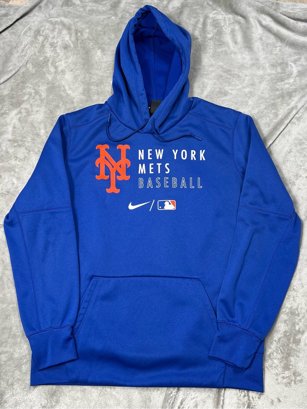 Nike New York Mets Therma Hoodie Mens L Blue Pullover Sweatshirt Baseball